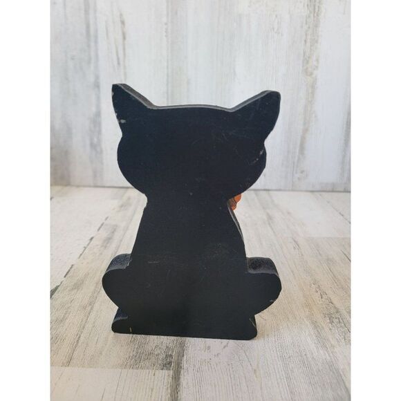 Wooden black cat Orange Bowl Halloween home decor - Picture 3 of 5
